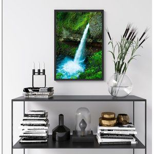 Ponytail Falls, Oregon Waterfall Wall Art Design Poster Print Decor for Home